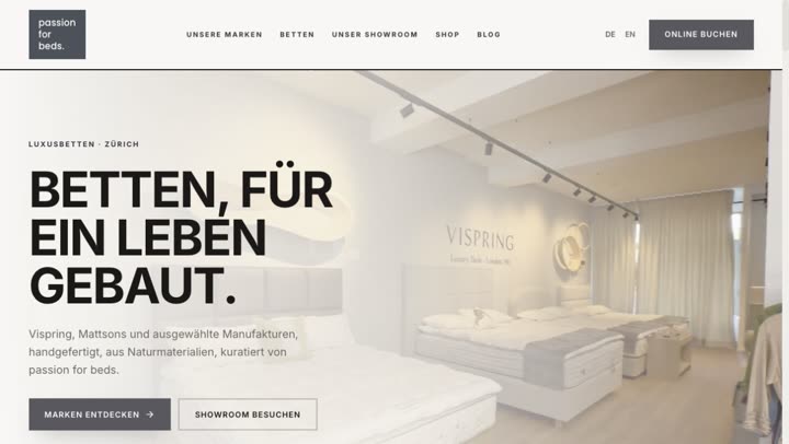 Passion for Beds publicerade webbplats